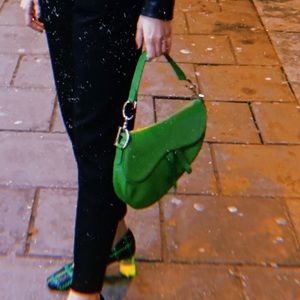 SOLD Vintage Dior Green Saddle Bag